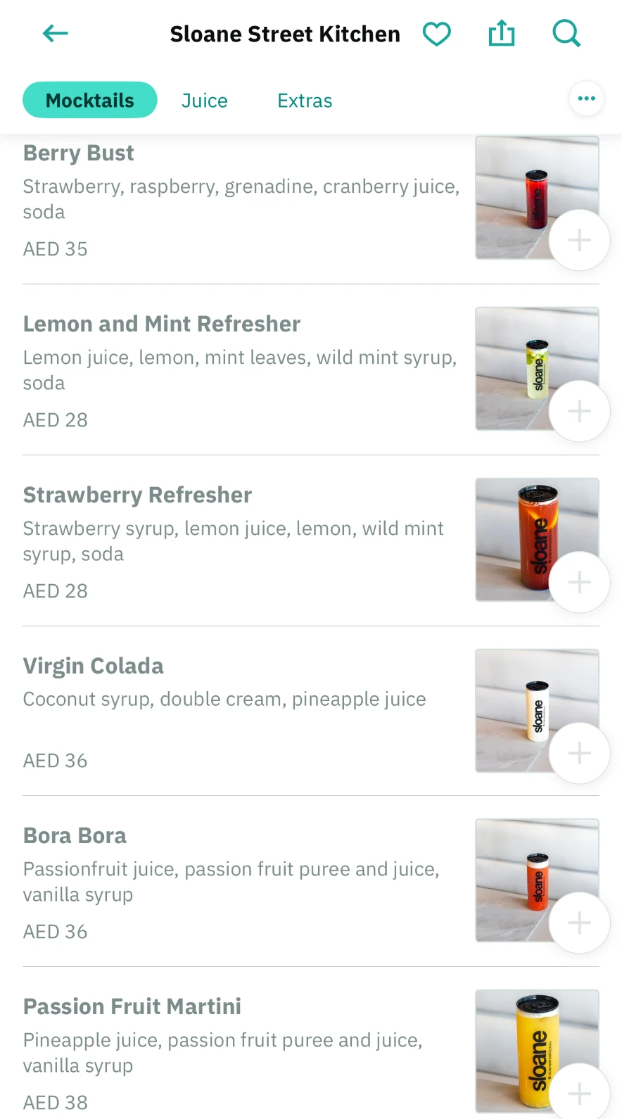 Sloane Street Kitchen menu prices on Deliveroo
