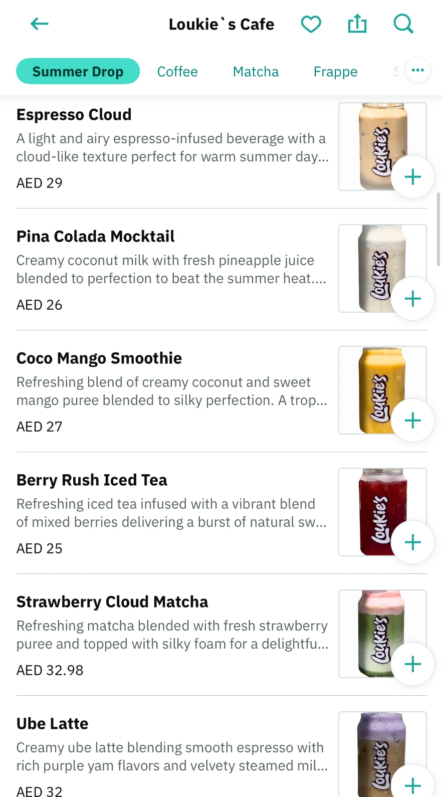 Loukie's Cafe menu prices on Deliveroo